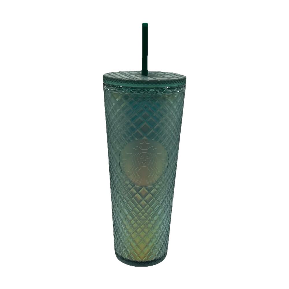 Starbucks Jeweled Soft Touch Green Peacock Tumbler Cold Cup 2021 Venti 24oz.